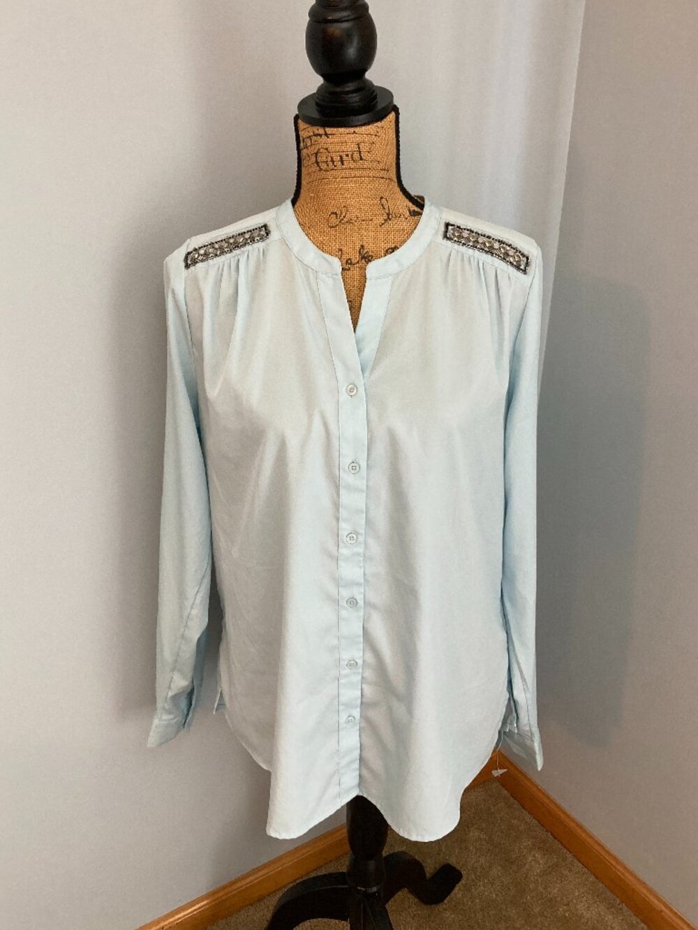 Jaclyn Smith Collection Blouse Women Size Large Long Sleeve Button Down